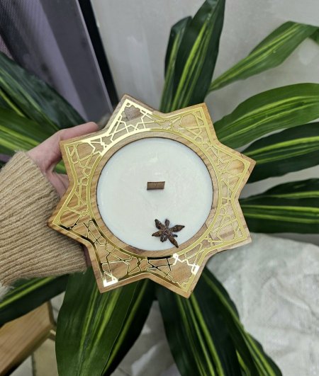 شمعة نجمة رمضان خشب مع اكريلك