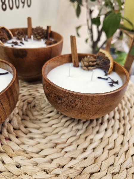 شمعة وعاء خشب حجم صغير